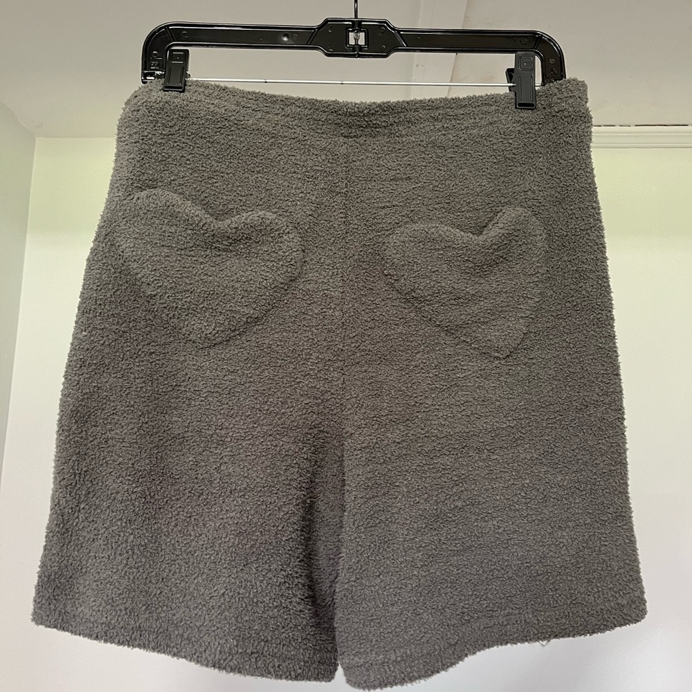 Yitty Cozy Heart Pocket Fleece Shorts - Gray OLIVE